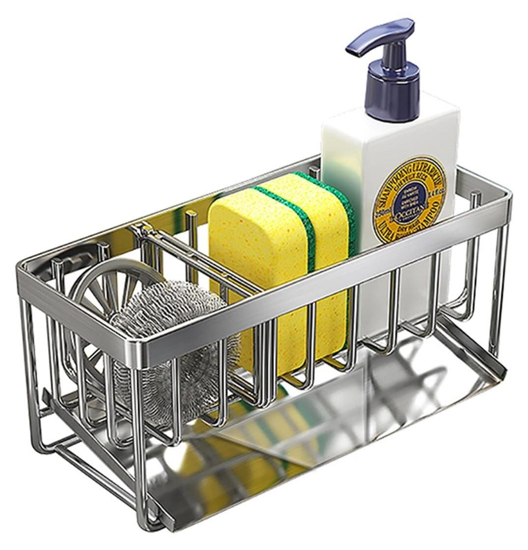 Merkloze RVS sponsenhanger met afvoergat voor de keuken