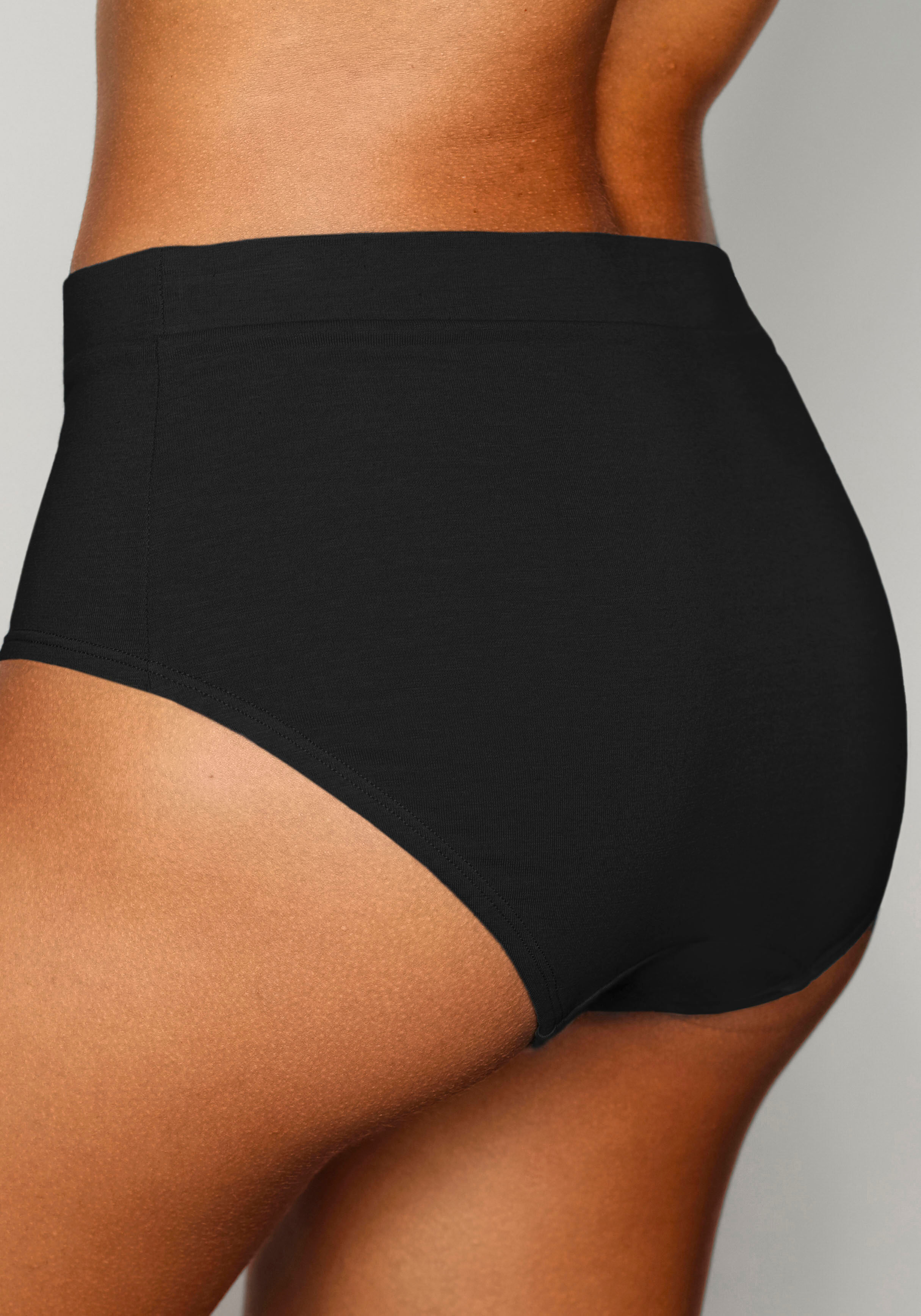 Taillenslip VIVANCE, Damen, Gr. 44/46, schwarz, Single Jersey, Obermaterial: 95% Baumwolle, 5% Elasthan, unifarben, körpernah, Unterhosen Taillenslip, mit breitem Bündchen ohne zusätzliches Gummi schwarz 44/46