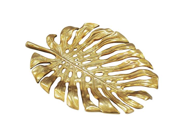 Livetastic Dekoschale, Goldfarben, Metall, Blatt, 29x4x36 cm, handgemacht, Dekoration, Dekoschalen
