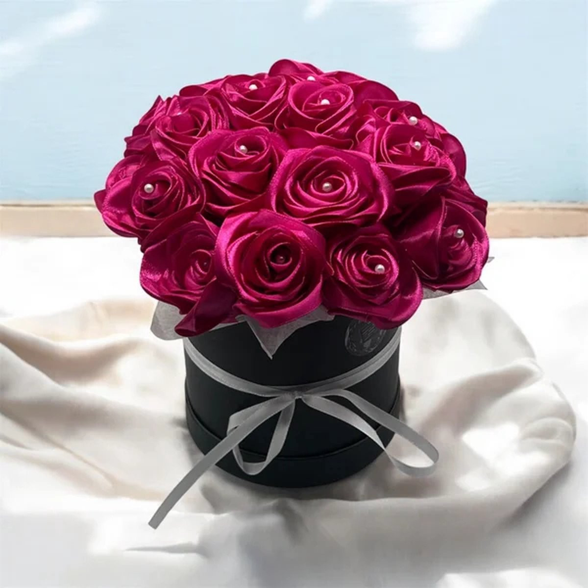 KV designs Satijnen rozenboeket - Roze