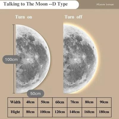 Uplifted Finds Remote Control Dimming LED Moon Wall Painting Lamp d Type 60 Cm X 120 Cm