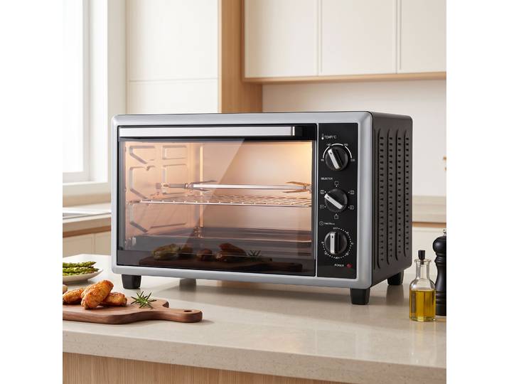 HOMCOM Mini-Four 32L Convection Broche Rotative 1500W Noir