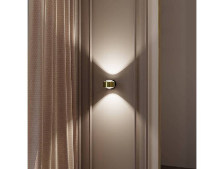 Top Light Puk! 120 Wall LED-Spot Linsen klar messing/schwarz Wall, dimmbar, messing / gold, für Wohn- / Esszimmer, Aluminium, Modern