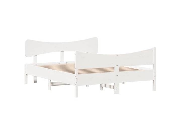 KTHLBRH Bett weiß 140 x 190 cm Massivholz Kiefer Lattenrost aus Sperrholz, Kopf- und Fußteil, zusammengebaut