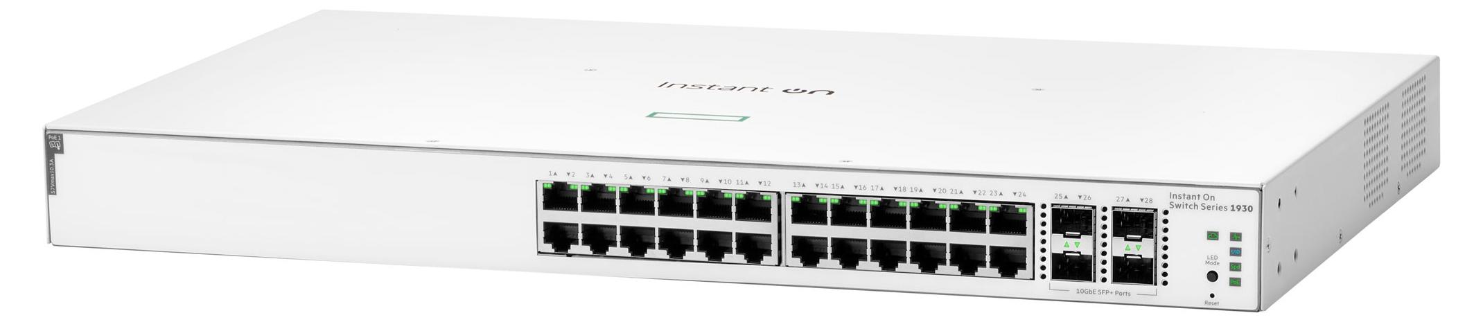 HPE Aruba Networking Aruba Instant On 1930 24G Class4 PoE 4SFP/SFP+ 195W, Managed, L2+, Gigabit Ethernet (10/100/1000), Power over Ethernet (PoE), Rack-Einbau, 1U