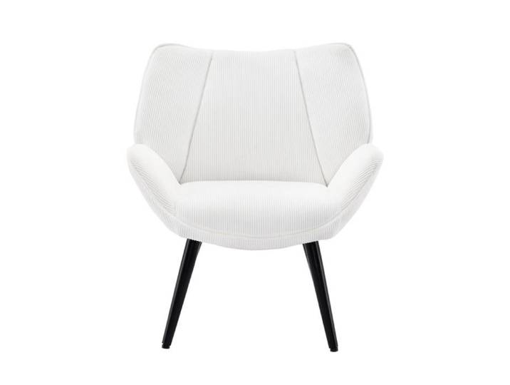 Fauteuil lounge scandinave - LUNSY - Velours côtelé - Dimensions compactes 70x90x52 cm - Structure métallique robuste
