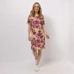 IN-PRINT Kleid, 1/2-Arm Rundhalsausschnitt Allover-Druck