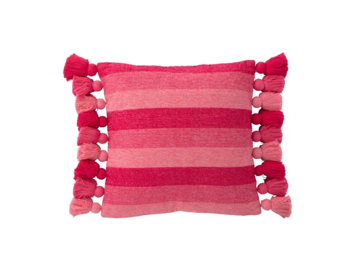 Coussin floches en coton rose 50x50x15 cm