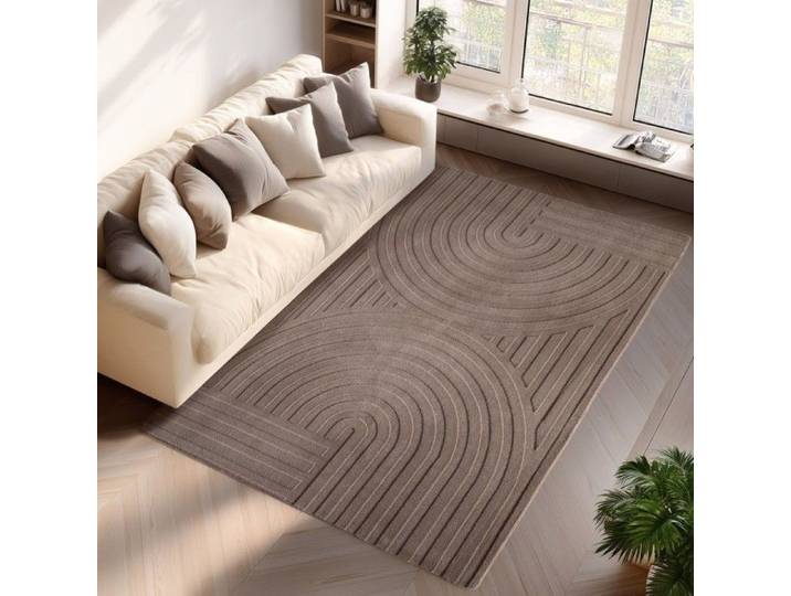 TapisTrend Tapis design Beige 140 x 200 cm d'intérieur style 3d pour salon chambre confortable moderne