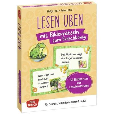 Lesen üben mit Bilderrätseln zum Froschkönig. 34 Bildkarten zur Leseförderung