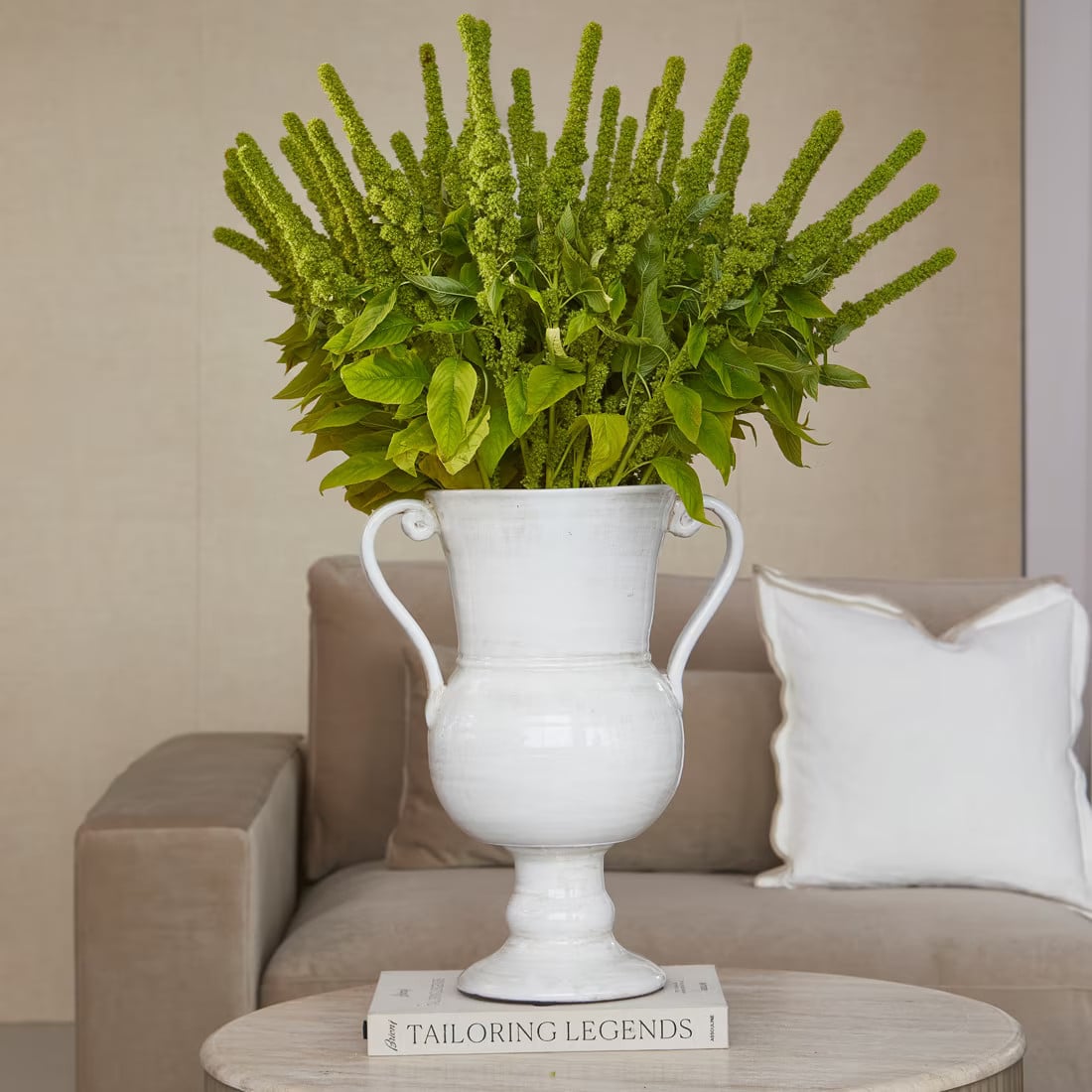 Rivièra Maison Vaas Chalice Keramiek, Wit, Hoogte: 50 cm