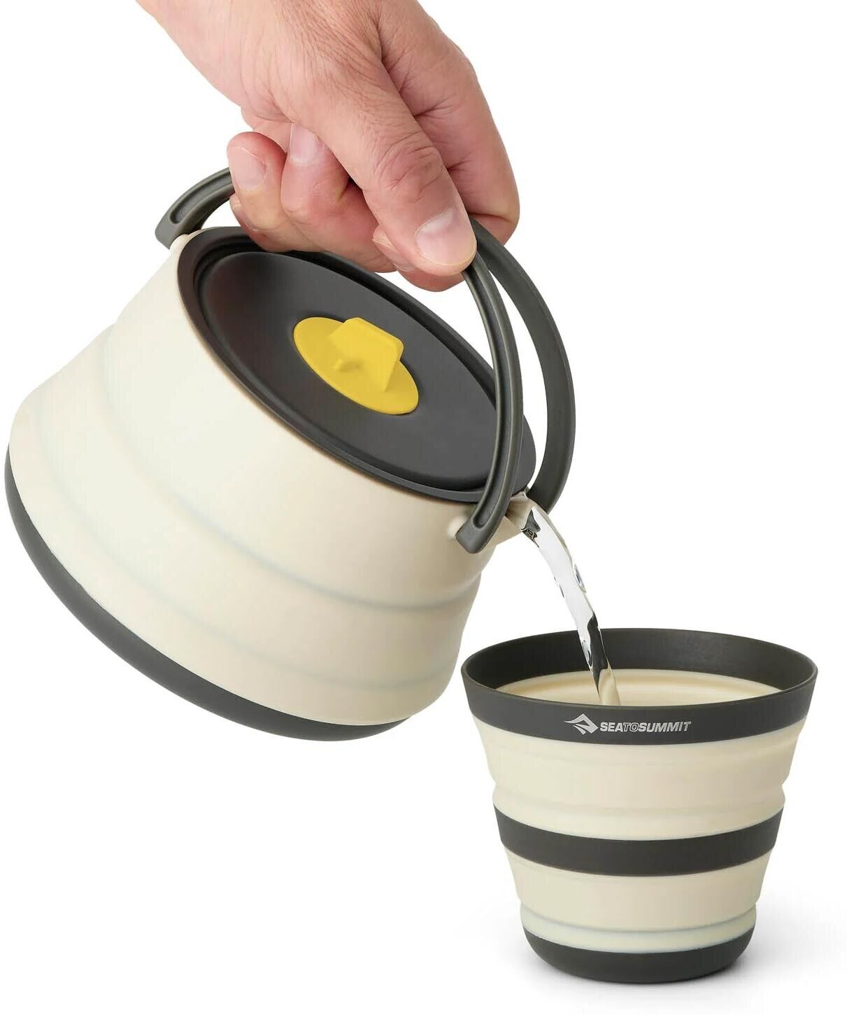 Kochbesteck-Set SEA TO SUMMIT "Ultralight Collapsible Kettle 1,1 l", schwarz-weiss (schwarz, weiß), Kochbesteck-Sets, Aluminium, Silikon, Kochbesteck-Set schwarz, weiß Einheitsgröße