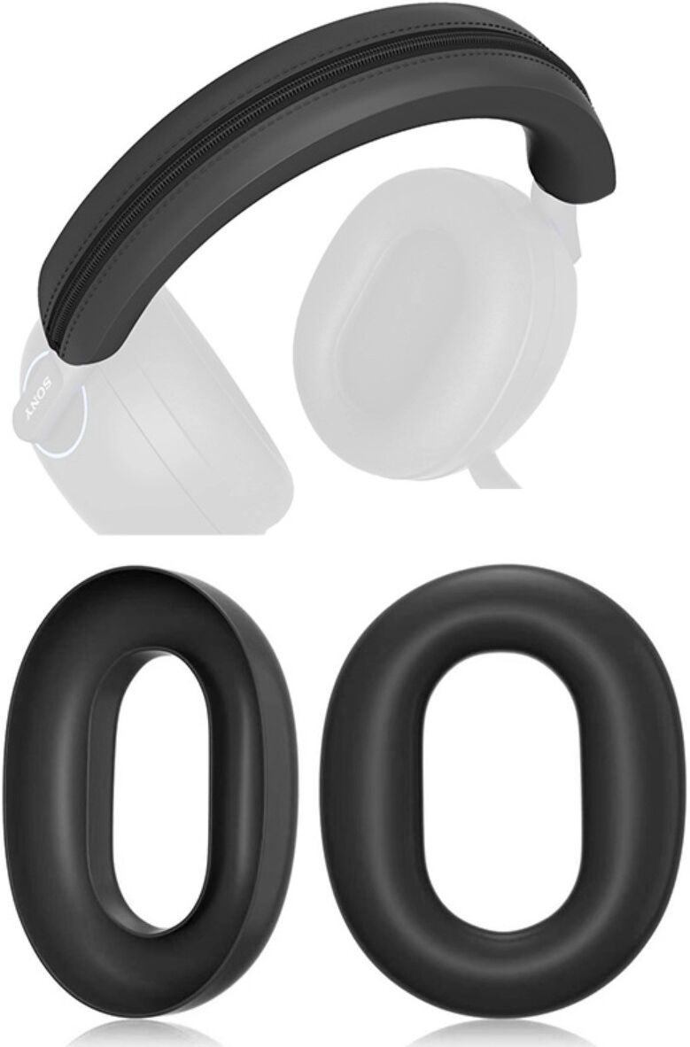 INF Silikon-Ohrmuschel- und Kopfband-Überzug-Set, kompatibel mit SONY INZONE H9, H7 und WH-G900N Schwarz