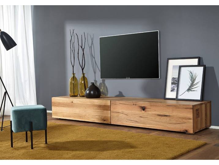 TV-Board Wild-/Zerreiche 220x52x32 natur geölt FRANKFURT #108