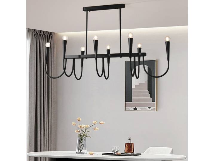 2025 Longue Bougie D'or Led Chandelier Pour Salle À Manger Table De Cuisine Américain Rétro Restaurant Led Pendentif Lustre Suspendu Lumière