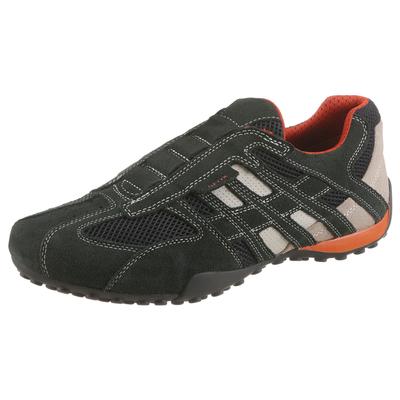 Slip-On Sneaker GEOX "U SNAKE", Herren, Gr. 42, Textil, grau (dunkelgrün, beige), Textil, Veloursleder, Schuhe, Freizeitschuh, Slipper mit Geox Spezial Membran
