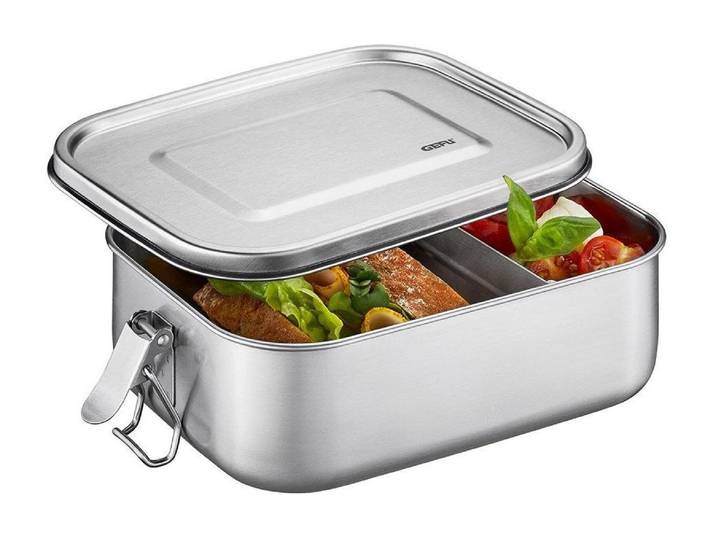 Lunchbox GEFU GEFU Lunchbox Endure Silber, 1.400 ml , silber, B:13,3cm H:6,3cm, Lebensmittelaufbewahrungsbehälter, Lunchbox
