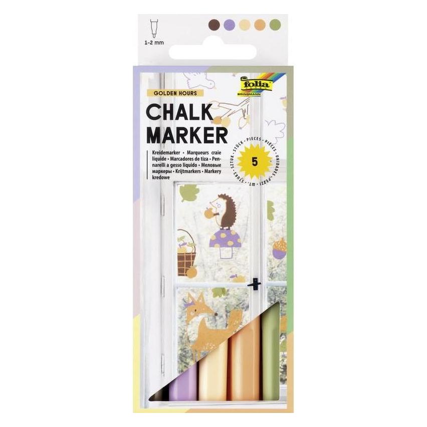 Folia GOLDEN HOURS Kreidemarker farbsortiert 1,0 - 2,0 mm, 5 St. (5x) (390579)