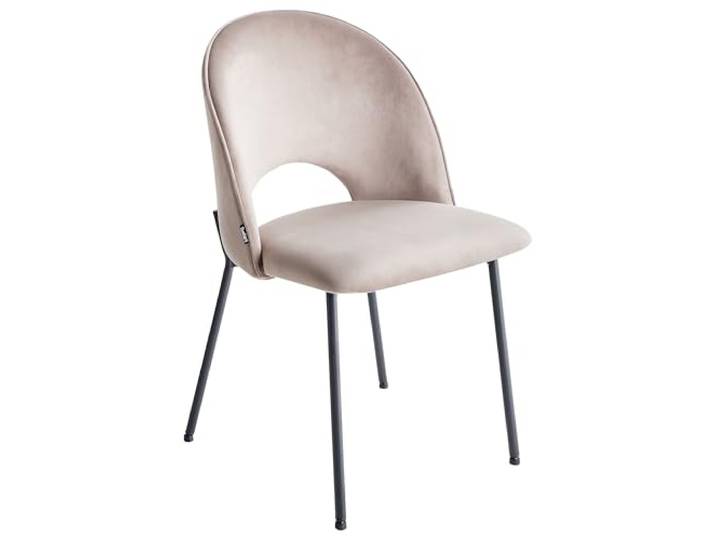 Beliani Esszimmerstuhl 2er-Set Samtstoff Taupe mit schwarzem Metallgestell Retro Covelo
