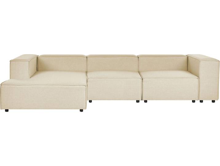 BELIANI Ecksofa Beige Leinen L-förmig 3-Sitzer Modulsofa Rechtsseitig Wohnzimmermöbel Modern Wohnzimmer Salon Wohnecke Sitzecke
