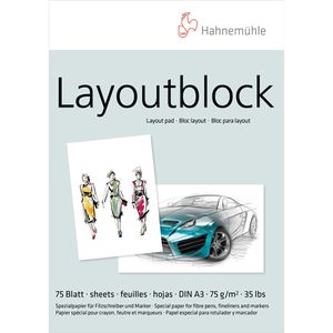 Hahnemühle Skizzenblock 10625060 Layoutblock, A3, 75 g/m², weiß, geleimt, 75 Blatt