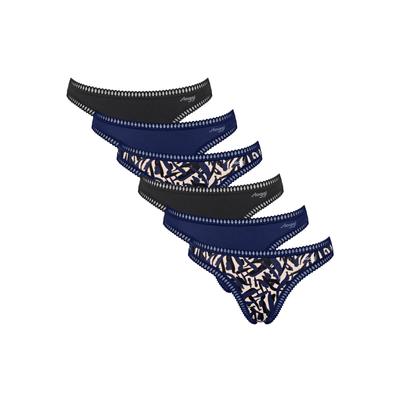 String SLOGGI "String GO Crush String C6P 6er Pack", Damen, Gr. L, blau, Obermaterial: 95% Baumwolle CO. 5% Elasthan EL., Unterhosen String