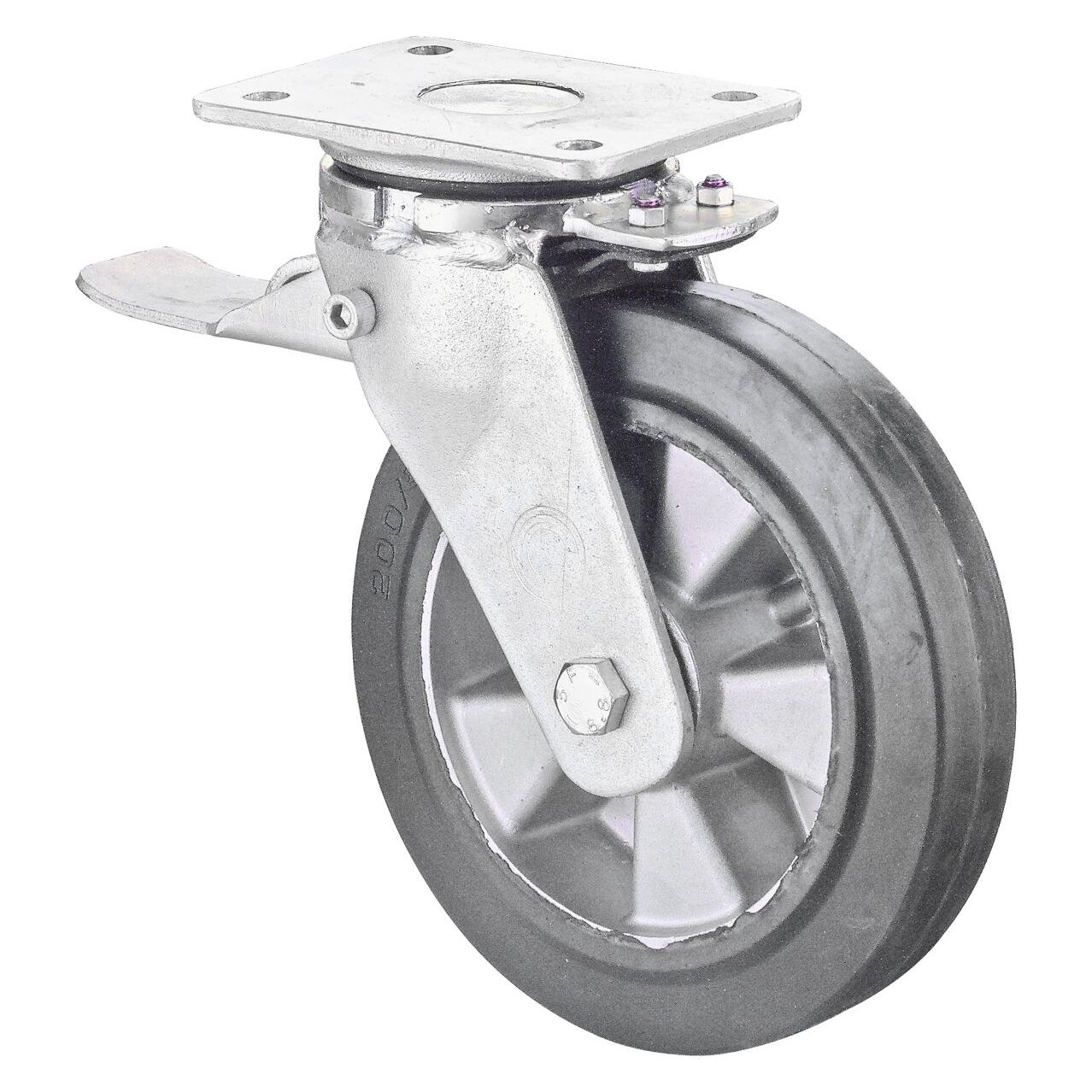 BS Rollen Lenkrolle, RR120.B80,mit Feststeller,m.Platte,Ø 300,B 60mm,700kg,Elastik-Reifen (228235)