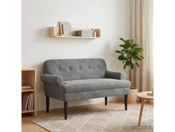 NLQMSU Sofa Love Seat mit Knöpfen, dunkelgrau, Samt Samt aus 100 % Polyester, Rahmen aus Holz, Schaumstoffkissen, Schlafzimmer und Wohnzimmer, 1 x Sofa