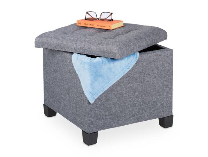 Relaxdays Gepolsterter Sitzhocker in Grau