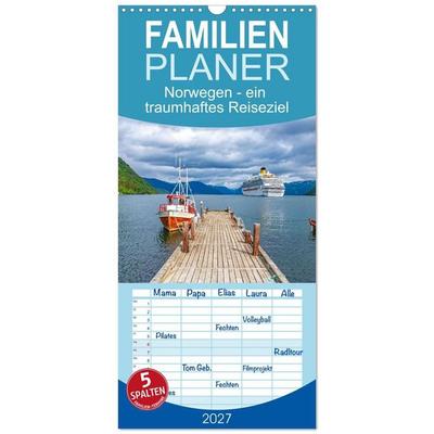 Familienplaner 2027 - Norwegen - ein traumhaftes Reiseziel mit 5 Spalten (Wandkalender, 21 x 45 cm) CALVENDO