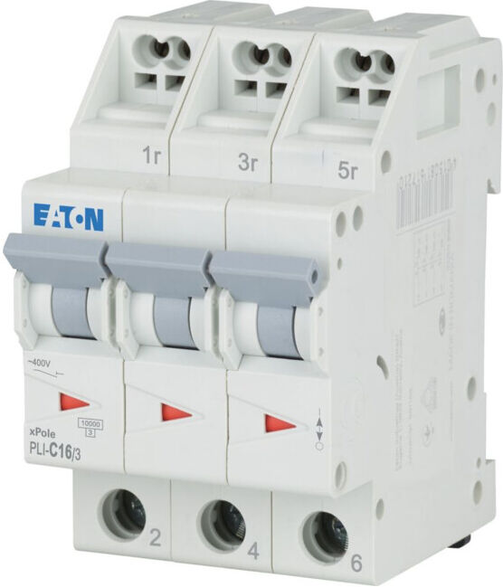 Eaton Disjoncteur modulaire PLI-C16/3 C 16A 3p à connexion par bornes (101321)