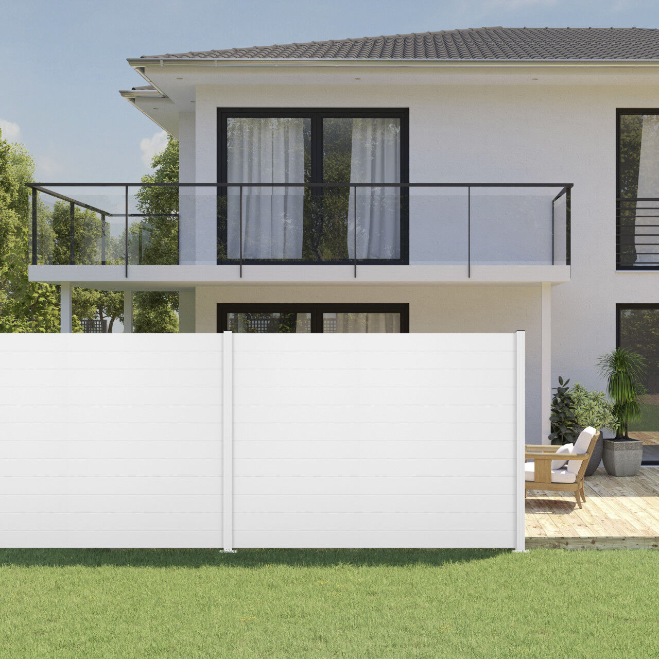 Ambiente Alu-Zaun Grundset Paneel 150 weiß 187 x 244,2 cm