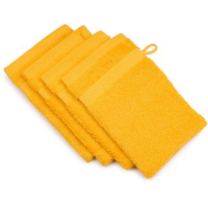 Gözze Waschlappen New York, gelb, 17 x 24 cm, Waschhandschuh, aus 100% Baumwolle, 550 g/m², 4 Stück