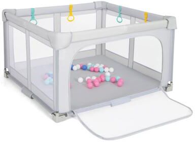 Costway Large Baby Playpen BPA-Free Foldable Toddlers Safety Fence Play Yard with Zipper Gate-S