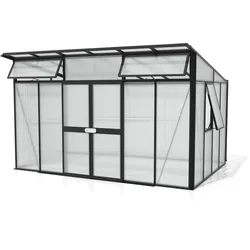 Vitavia Gewächshaus Aura 11500 inkl. 5 Fenstern - 11,5 m2 10 mm Hohlkammerplatten schwarz