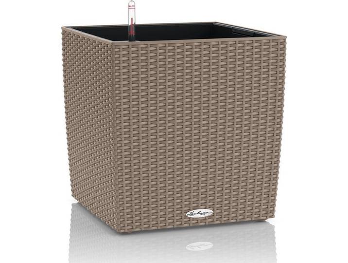 LECHUZA CUBE Cottage 30 - Plantenbak - met uitneembare binnenbak - met bewateringssysteem - ALL-IN-ONE set met LECHUZA-PON - zandbruin