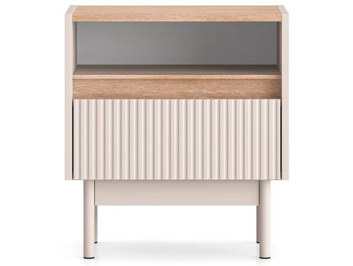 Table de chevet NALIA minimaliste - L50 cm - Cachemire et Chêne clair