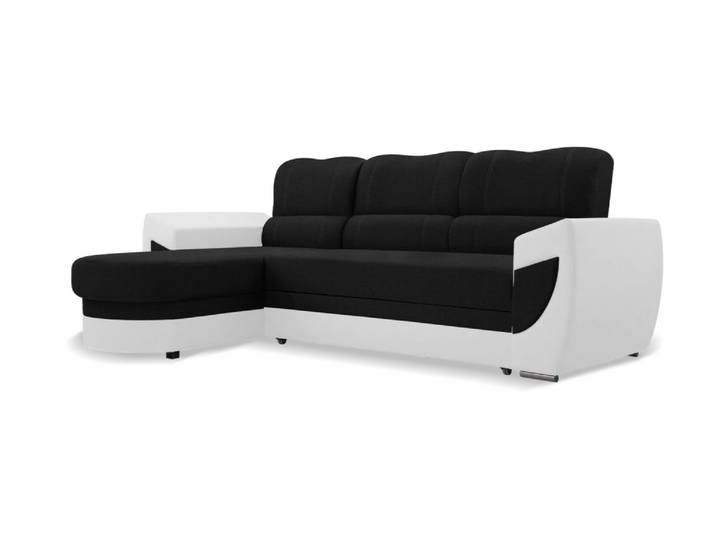 Ecksofa TRENDI Links Schwarz/weiß (Bahama 36 + Soft 17)