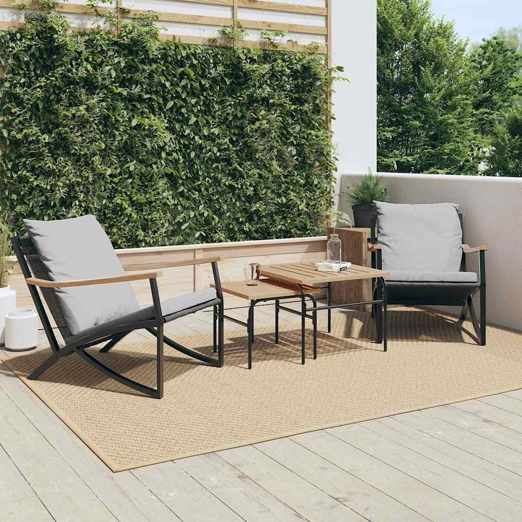 2er-Set schwarze Gartenstühle mit Kissen, Stahlrahmen und Textilene für Balkon, Terrasse und Garten
