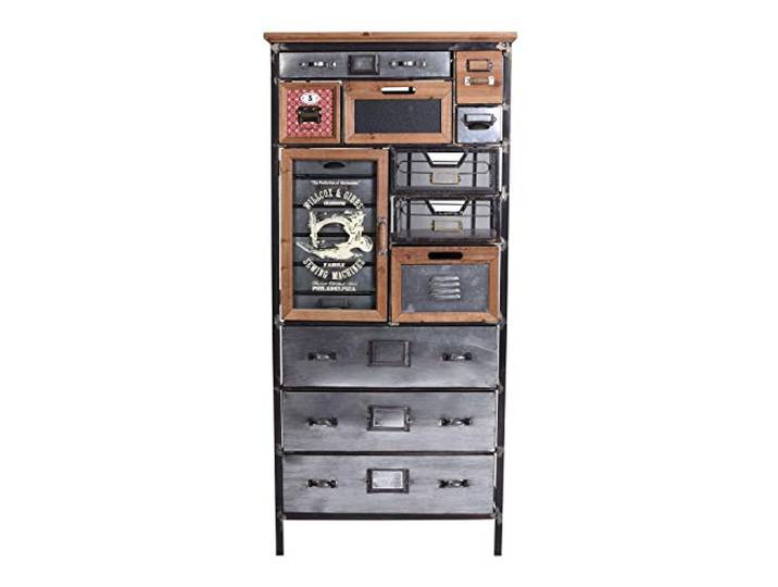 Hochkommode „Upper West Side LOFT“ – Apothekerschrank Industrial Kommode Holz & Metall 17 Schubladen & Tür im Patchwork-Design lof030 Palazzo Exklusiv