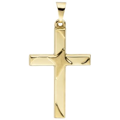 Kreuzanhänger JOBO "Anhänger Kreuz", gelb (gelbgold 375), Schmuckanhänger, Damen, Gelbgold 375, 375 Gold