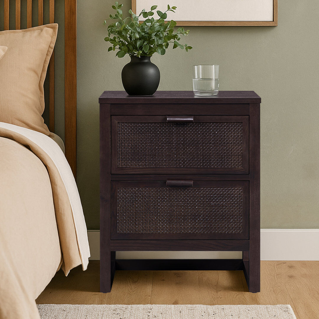 Teamson home Solid Wood 51 cm W Chest of 2 Drawers Black 61cm H X 51cm W X 41cm D