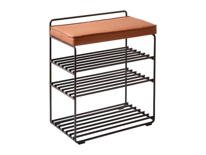 Maze Lower East Seat Regal-Hocker 50 x 28 x 58cm Black-cognac leather