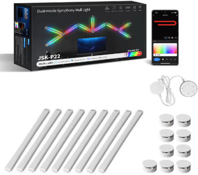 Uplift Curations 5Volts Splicing DIY RGB Smart Wall Light Voice Control LED Atmosphere Lamp white 9 Lights