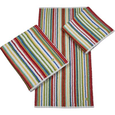 Duschtuch ROSS "Multicolor", rot, B:70cm L:140cm, Frottier, Baumwolle, Handtücher, mit Streifen und gesticktem ROSS-Emblem
