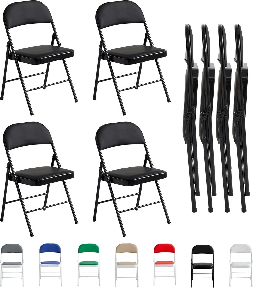 Set van 4 opvouwbare klapstoelen met kunstleren bekleding