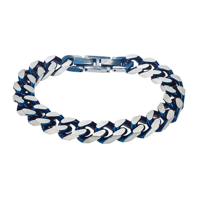 Armband LOTUS "Iron Road", blau (blau, edelstahlfarben), Armbänder, Herren, 20,6cm, Edelstahl, Armband