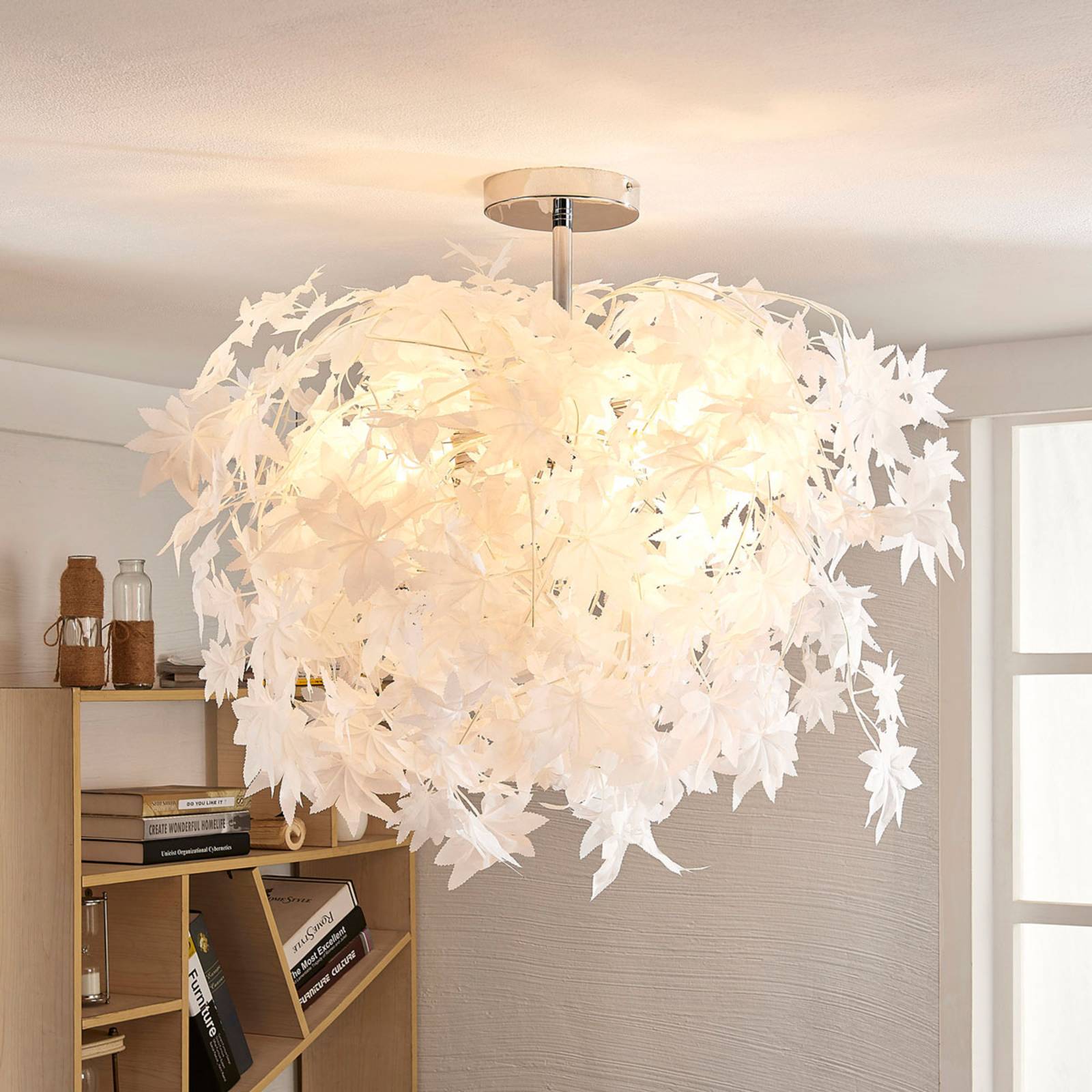 Deckenlampe Maple Lindby, dimmbar, weiß / opal, für Wohn- / Esszimmer, Kunststoff, Modern, Deckenlampe