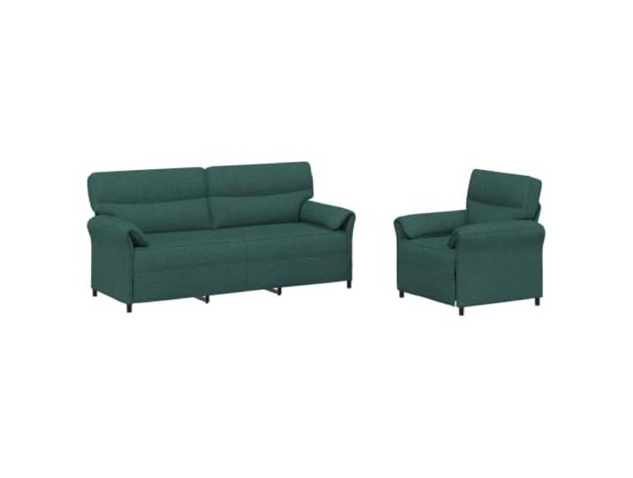 Coespram Sofa Set 2-teilig Dunkelgrün Stoff Polstersofa Couch Garnitur Moderne 2er und 1er Couch Kombination mit bequemem Schaumstoff und stabilem Metallgestell für Ihr Wohnzimmer.