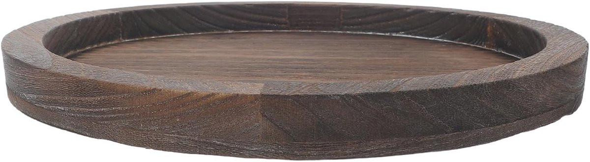 Rustiek Houten Dienblad - Rond Serveerplateau - Bruin - Diameter: 28 cm